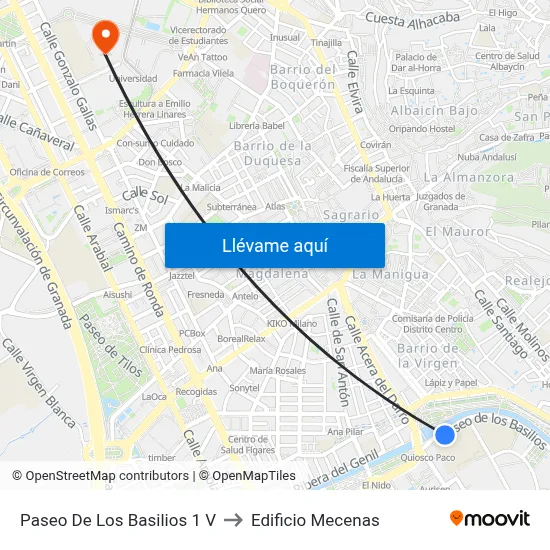 Paseo De Los Basilios 1 V to Edificio Mecenas map