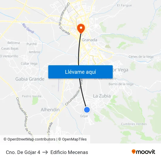 Cno. De Gójar 4 to Edificio Mecenas map