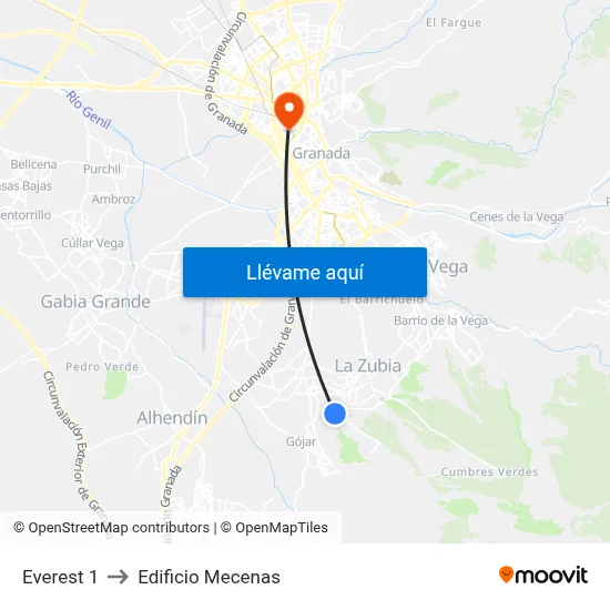 Everest 1 to Edificio Mecenas map