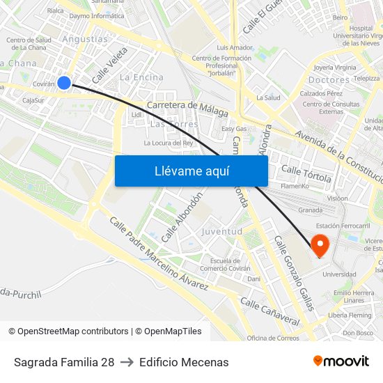 Sagrada Familia 28 to Edificio Mecenas map