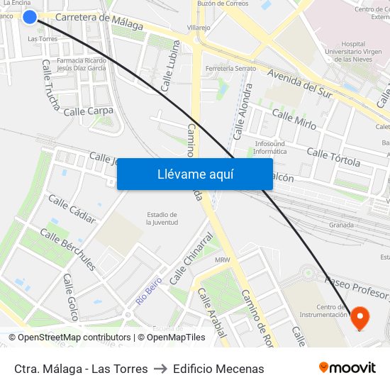 Ctra. Málaga - Las Torres to Edificio Mecenas map