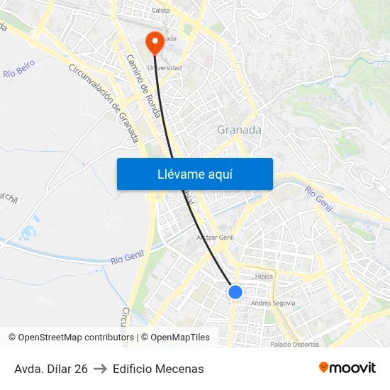 Avda. Dílar 26 to Edificio Mecenas map