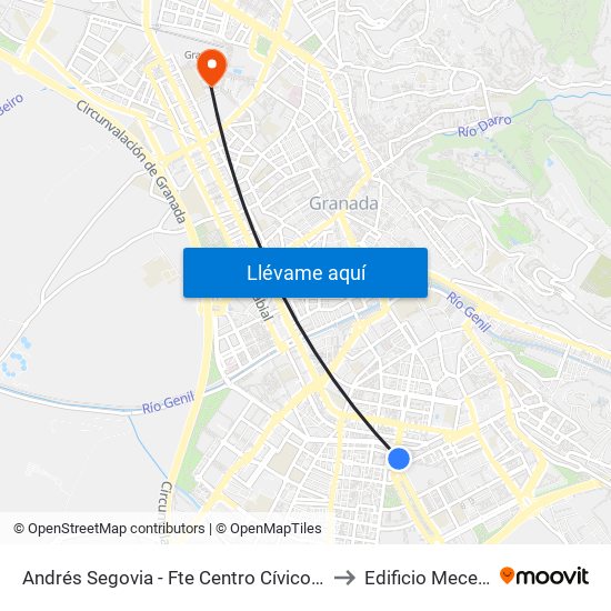 Andrés Segovia - Fte Centro Cívico Zaidín to Edificio Mecenas map