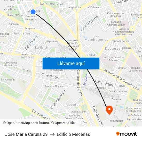 José María Carulla 29 to Edificio Mecenas map