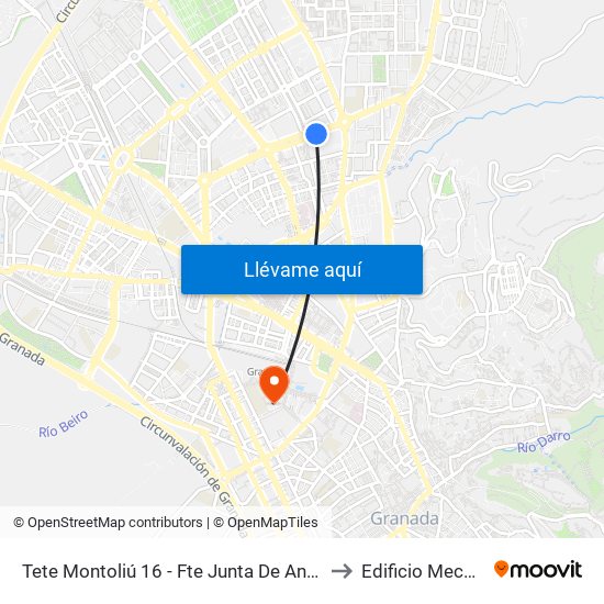 Tete Montoliú 16 - Fte Junta De Andalucía to Edificio Mecenas map