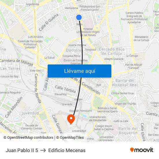 Juan Pablo II 5 to Edificio Mecenas map