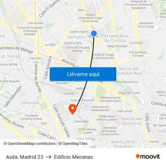 Avda. Madrid 23 to Edificio Mecenas map