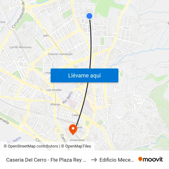 Casería Del Cerro - Fte Plaza Rey Badis to Edificio Mecenas map