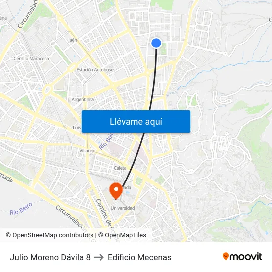 Julio Moreno Dávila 8 to Edificio Mecenas map