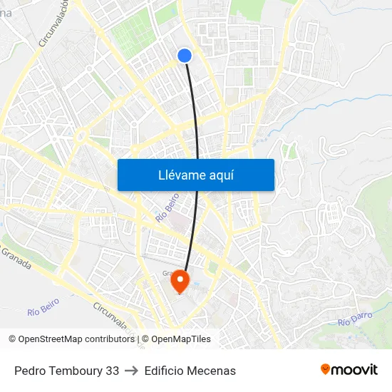 Pedro Temboury 33 to Edificio Mecenas map