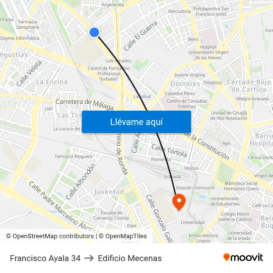 Francisco Ayala 34 to Edificio Mecenas map