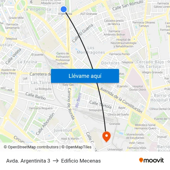 Avda. Argentinita 3 to Edificio Mecenas map