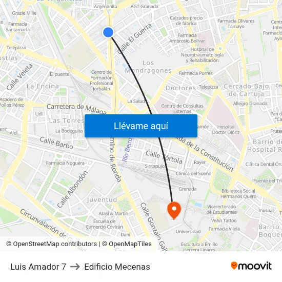 Luis Amador 7 to Edificio Mecenas map