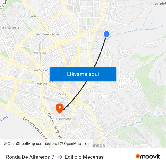 Ronda De Alfareros 7 to Edificio Mecenas map