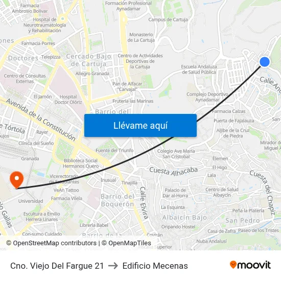 Cno. Viejo Del Fargue 21 to Edificio Mecenas map