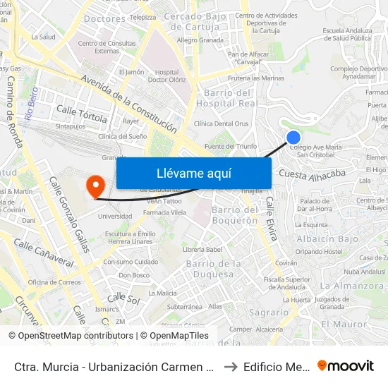Ctra. Murcia - Urbanización Carmen De Las Palmas to Edificio Mecenas map