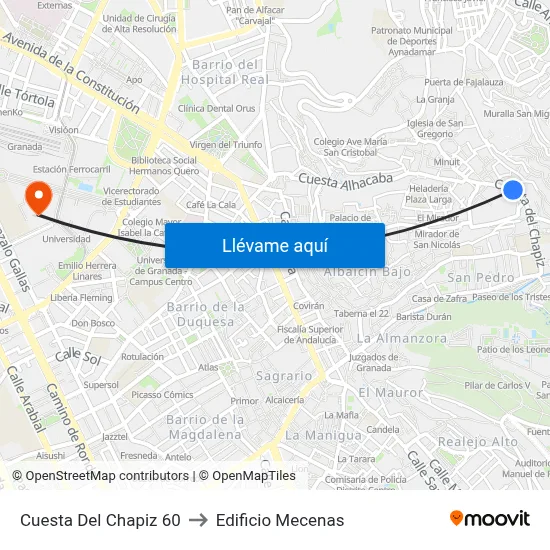 Cuesta Del Chapiz 60 to Edificio Mecenas map