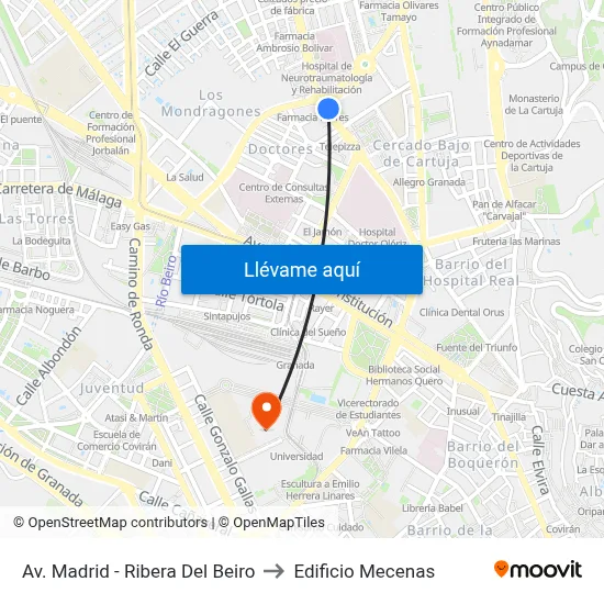 Av. Madrid - Ribera Del Beiro to Edificio Mecenas map