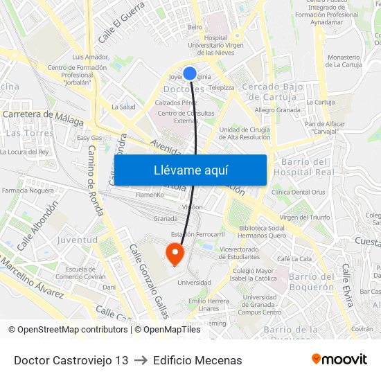 Doctor Castroviejo 13 to Edificio Mecenas map