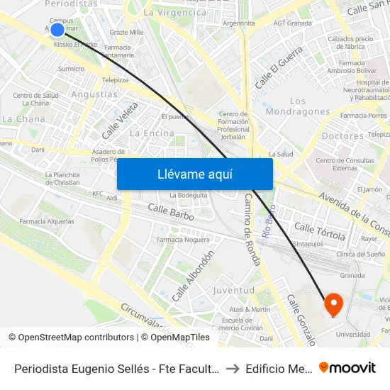 Periodista Eugenio Sellés - Fte Facultad Bellas Artes to Edificio Mecenas map