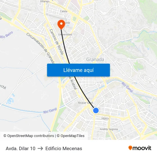 Avda. Dílar 10 to Edificio Mecenas map