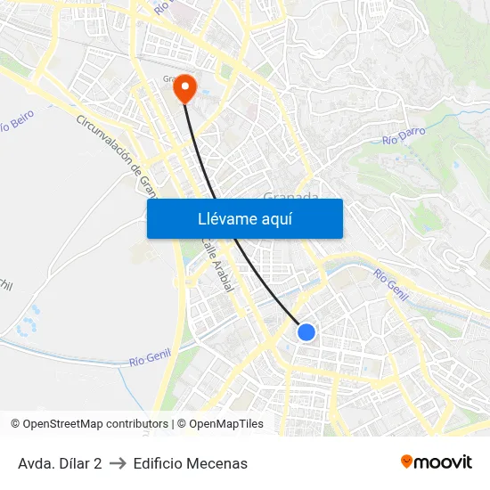 Avda. Dílar 2 to Edificio Mecenas map