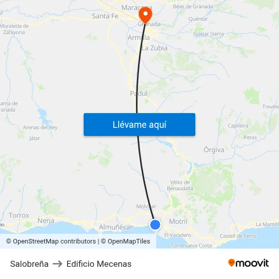 Salobreña to Edificio Mecenas map
