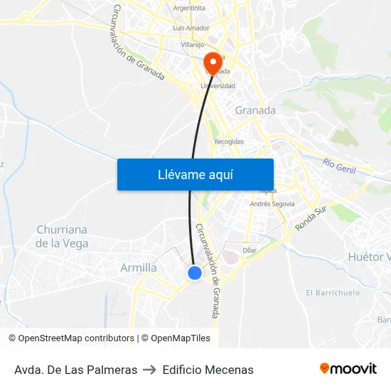 Avda. De Las Palmeras to Edificio Mecenas map