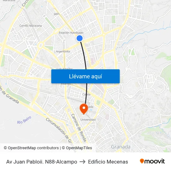 Av Juan Pabloii. N88-Alcampo to Edificio Mecenas map