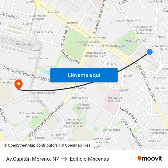 Av.Capitán Moreno. N7 to Edificio Mecenas map