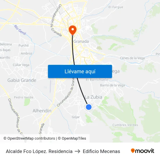 Alcalde Fco López. Residencia to Edificio Mecenas map