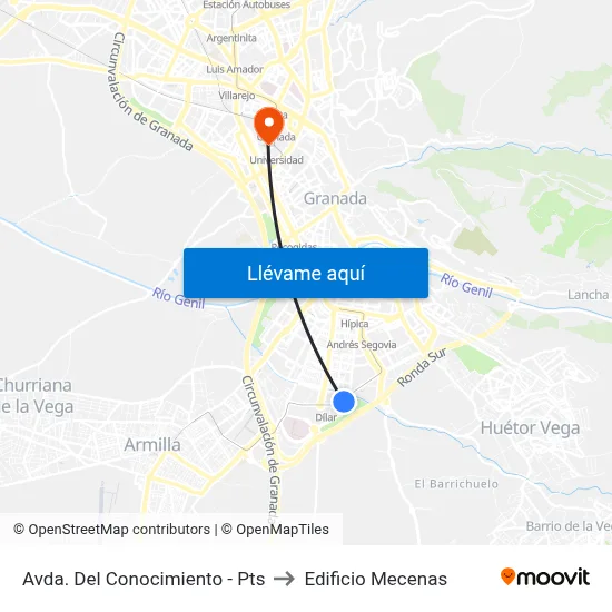 Avda. Del Conocimiento - Pts to Edificio Mecenas map