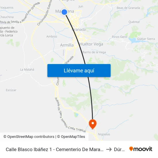 Calle Blasco Ibáñez 1 - Cementerio De Maracena to Dúrcal map