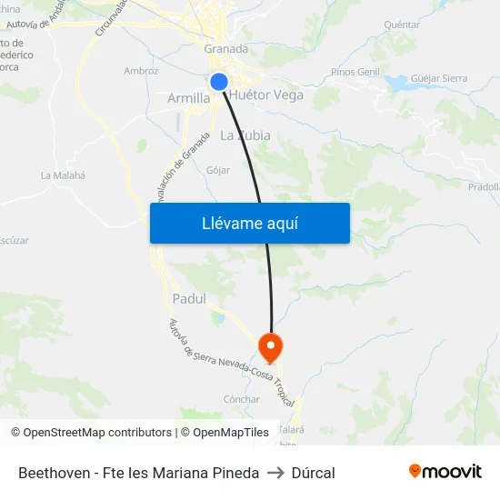 Beethoven - Fte Ies Mariana Pineda to Dúrcal map