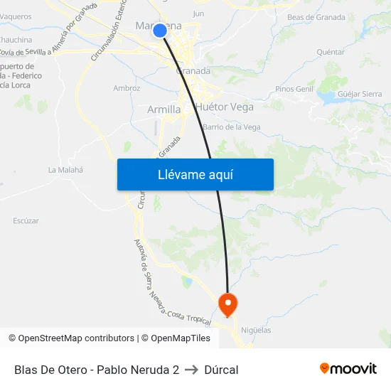 Blas De Otero - Pablo Neruda 2 to Dúrcal map
