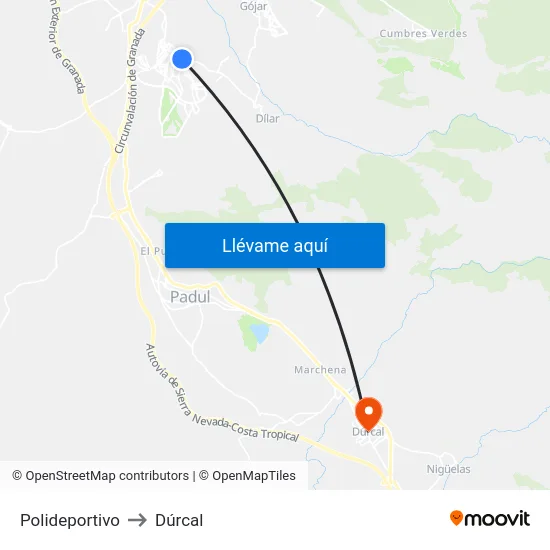 Polideportivo to Dúrcal map