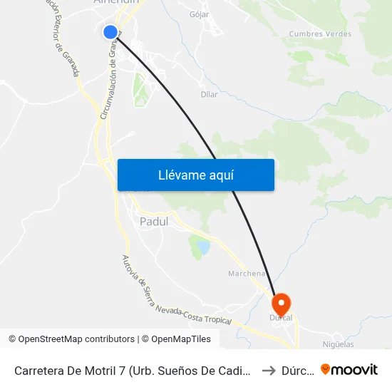 Carretera De Motril 7 (Urb. Sueños De Cadima) to Dúrcal map