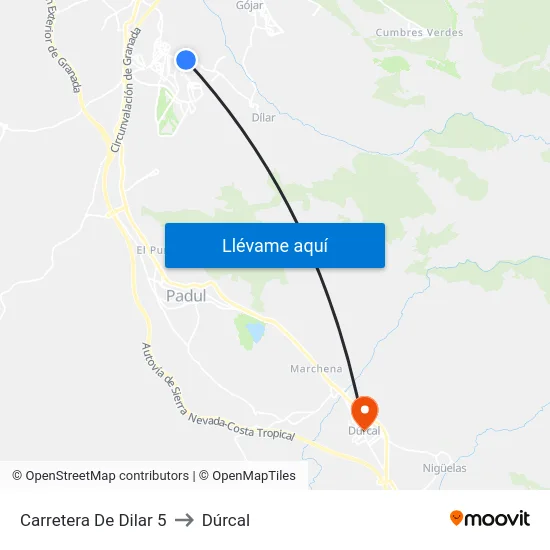 Carretera De Dilar 5 to Dúrcal map