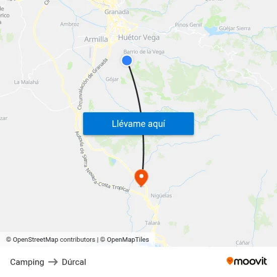 Camping to Dúrcal map