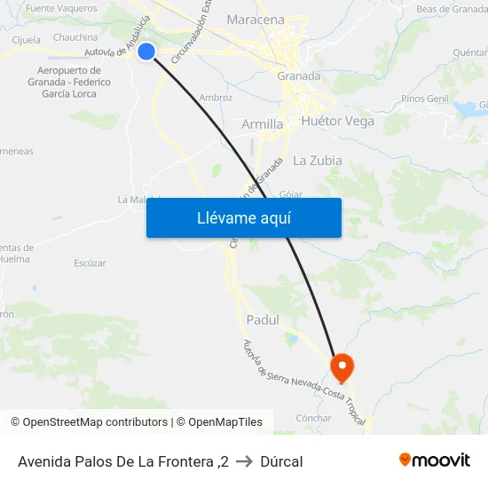 Avenida Palos De La Frontera ,2 to Dúrcal map