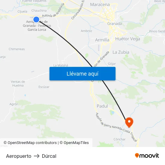 Aeropuerto to Dúrcal map