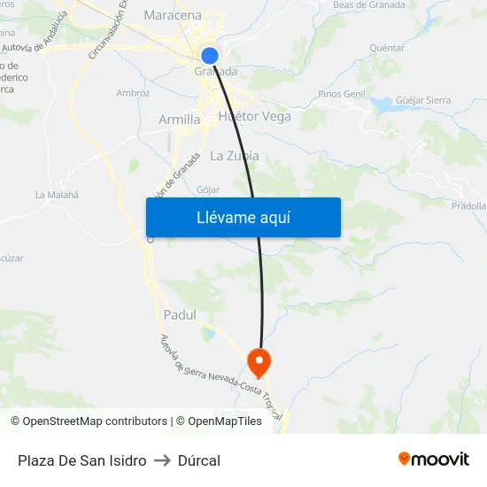 Plaza De San Isidro to Dúrcal map