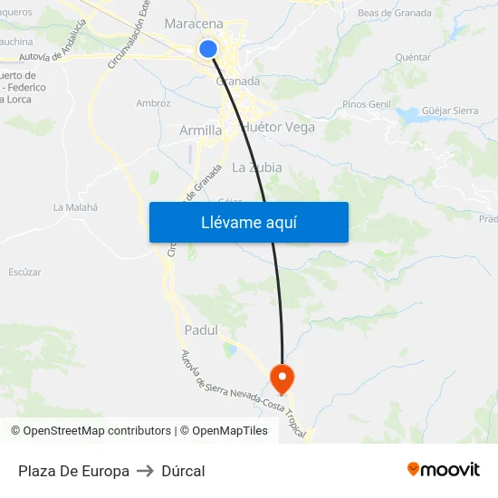 Plaza De Europa to Dúrcal map