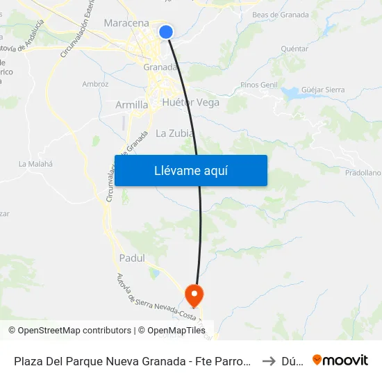 Plaza Del Parque Nueva Granada -  Fte Parroquia S.J. Bautista to Dúrcal map