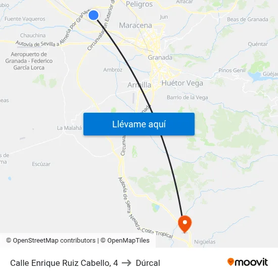 Calle Enrique Ruiz Cabello, 4 to Dúrcal map