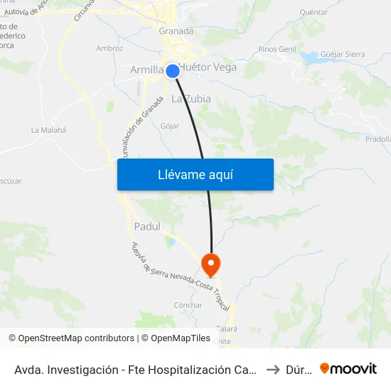Avda. Investigación - Fte Hospitalización Campus Salud to Dúrcal map