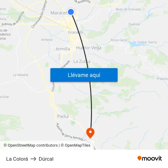 La Colorá to Dúrcal map