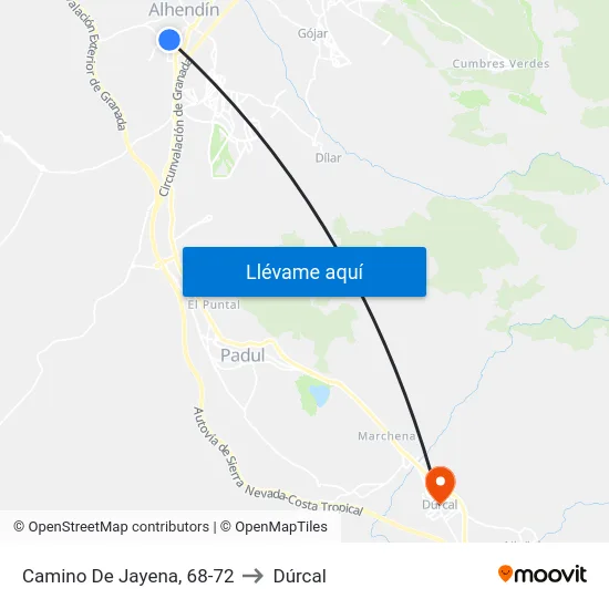 Camino De Jayena, 68-72 to Dúrcal map