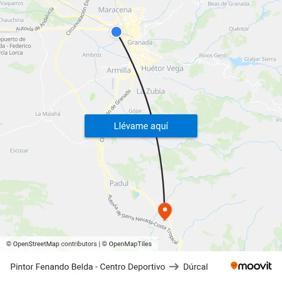 Pintor Fenando Belda - Centro Deportivo to Dúrcal map
