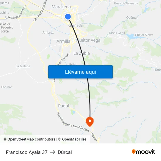 Francisco Ayala 37 to Dúrcal map